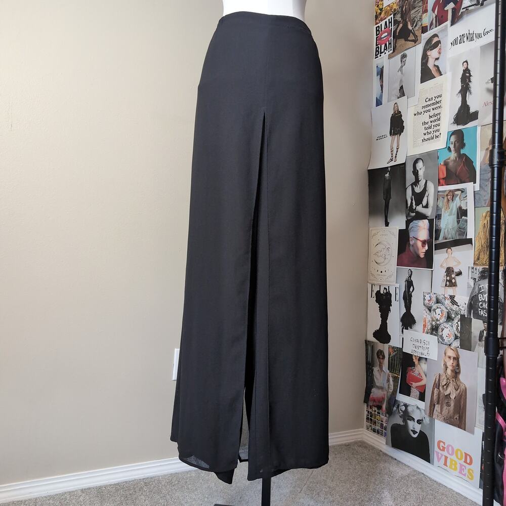High Slit Wide Leg Chiffon Pants Vintage